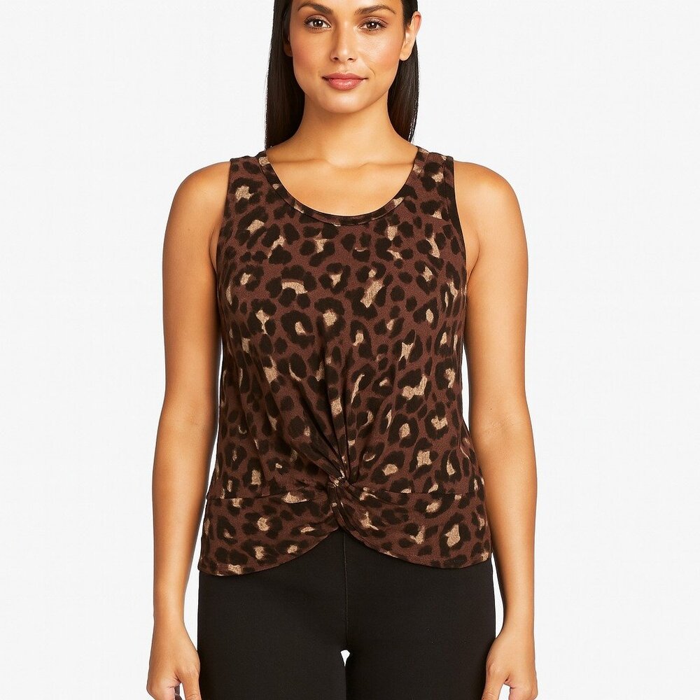 Soprano Leopard Print Twist Front Tank Top Women’s Size Medium Sleeveless Blouse